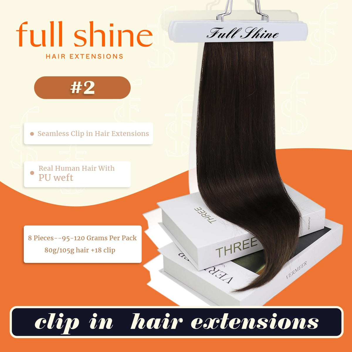 Détails des clips des extensions Full Shine, vue rapprochée
