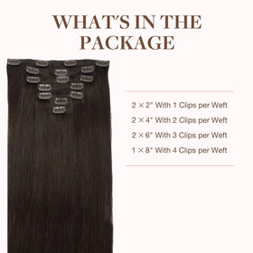 Détails des clips des extensions GOO GOO, couleur châtain clair