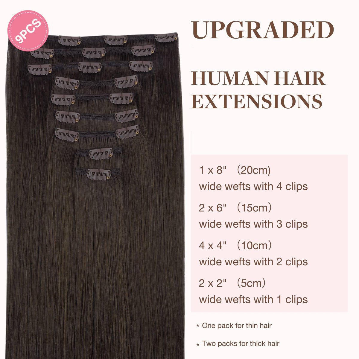Détails des clips des extensions GOO GOO en cheveux humains