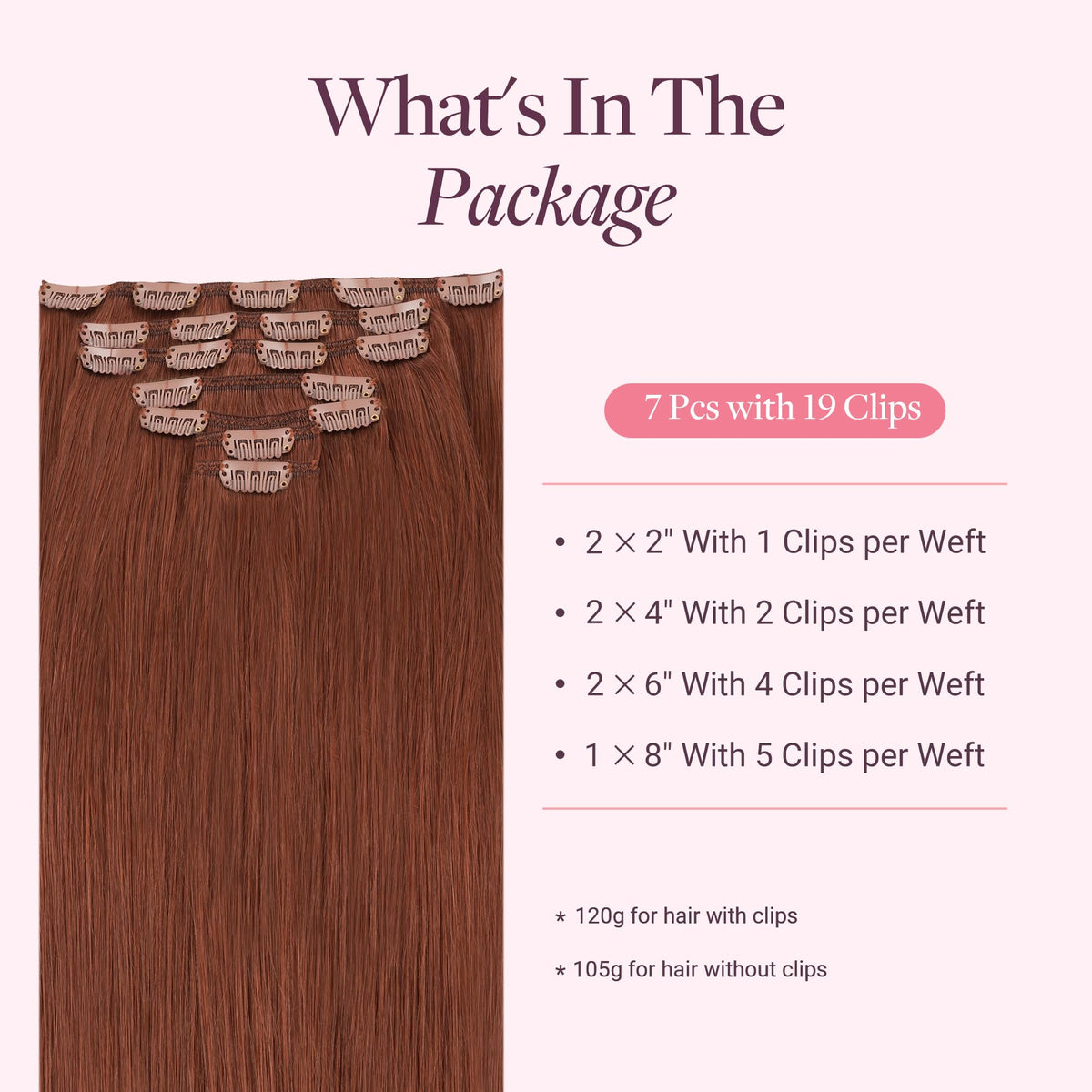 Détails des clips des extensions GOO GOO en cheveux humains
