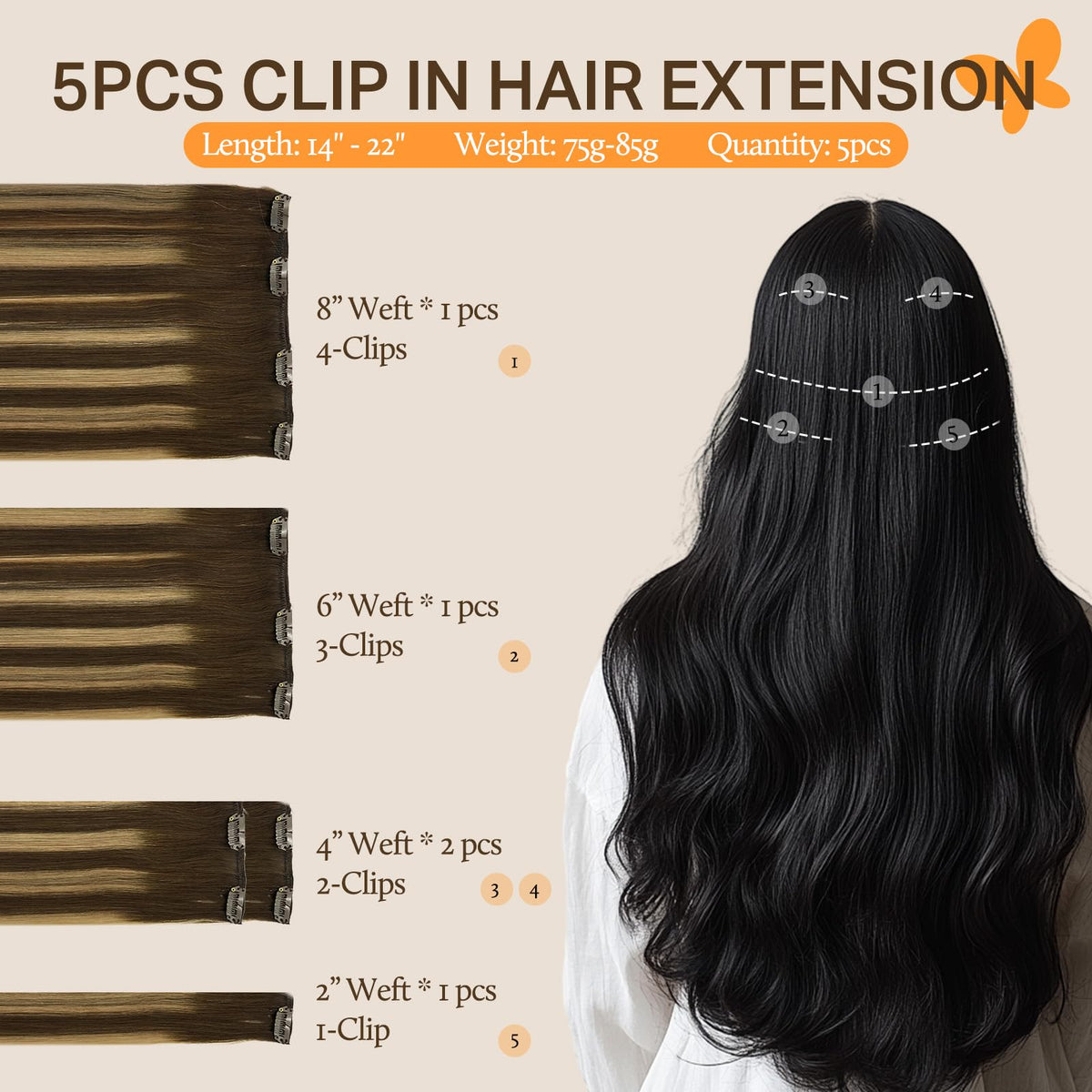 Détails des clips en acier inoxydable des extensions capillaires DOORES