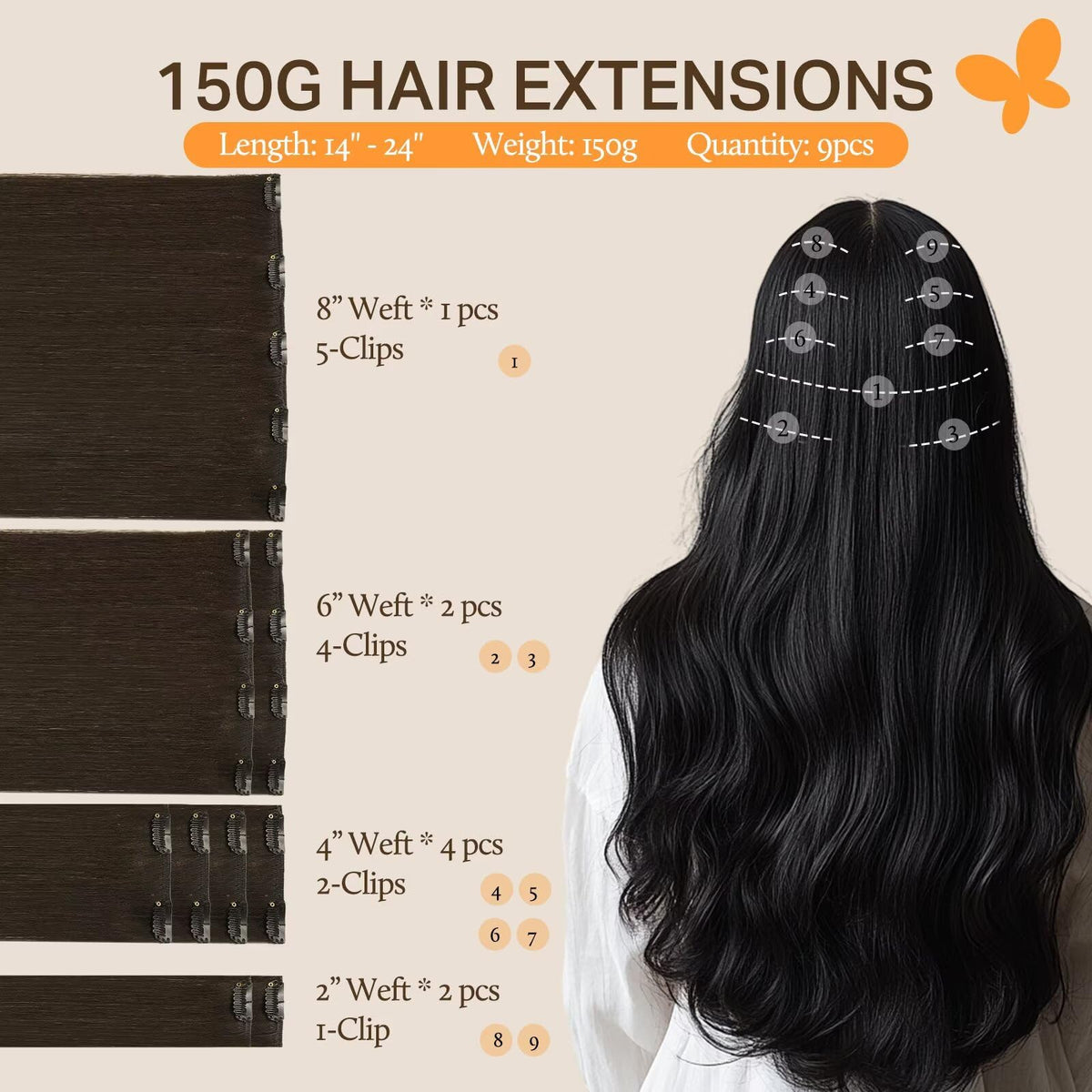 Détails des clips en acier inoxydable des extensions de cheveux DOORES