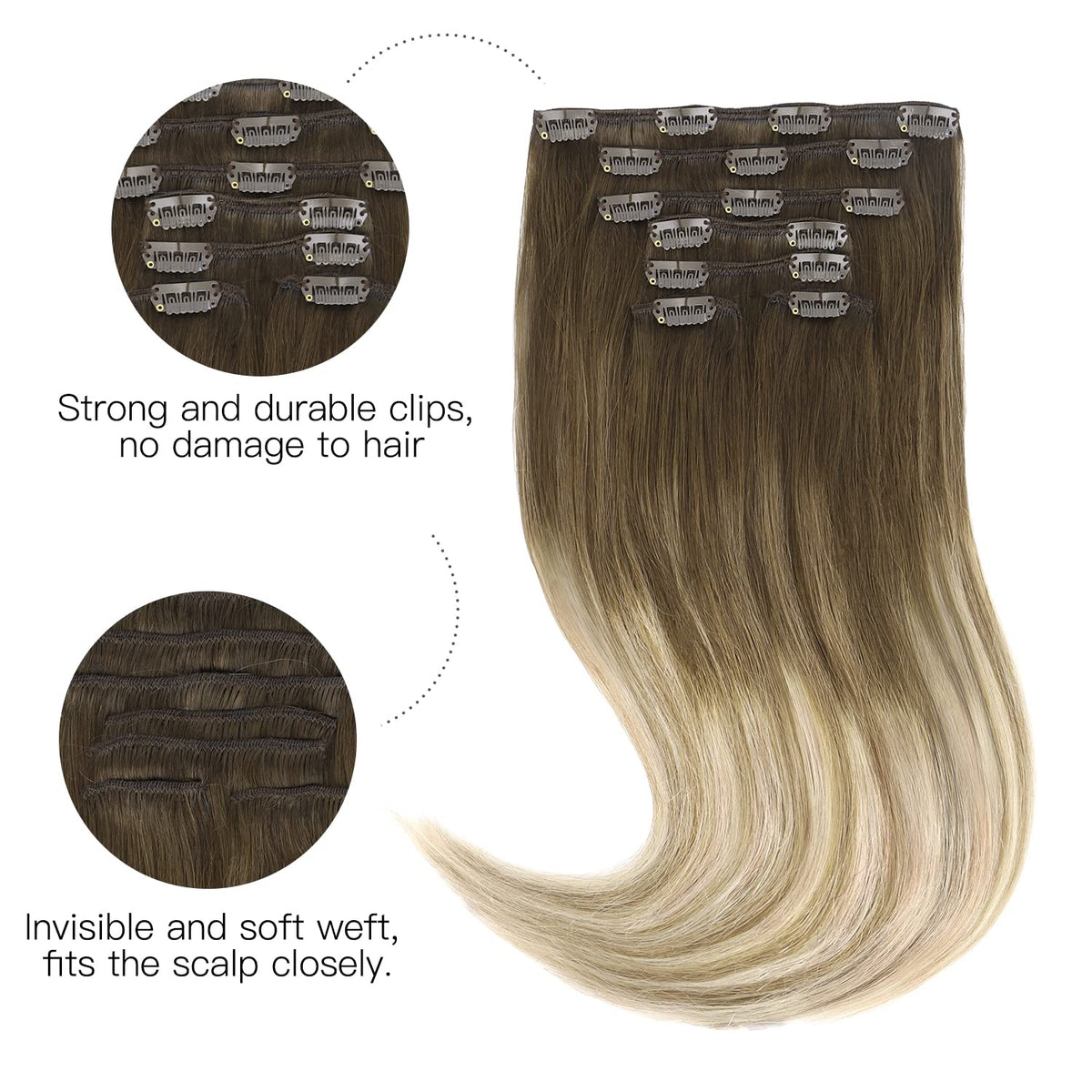 Détails des clips en acier inoxydable des extensions de cheveux hotbanana