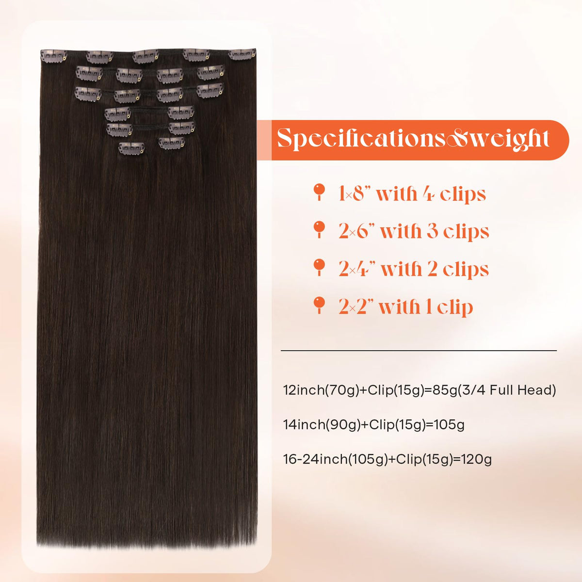 Détails des clips en acier inoxydable des extensions de cheveux Sunny Hair