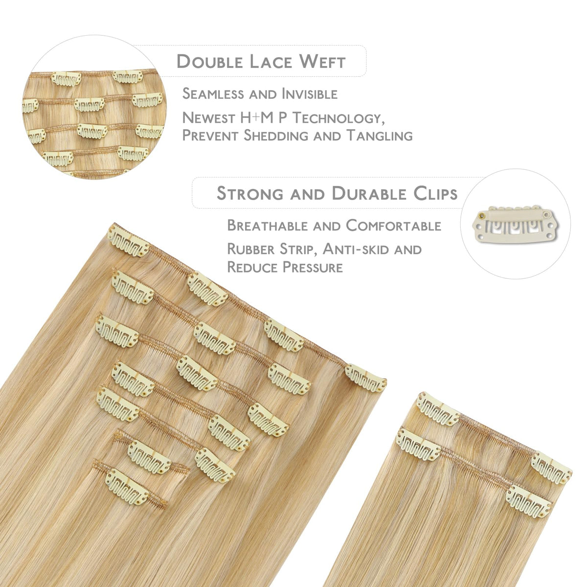 Détails des clips en silicone des extensions de cheveux Wennalife