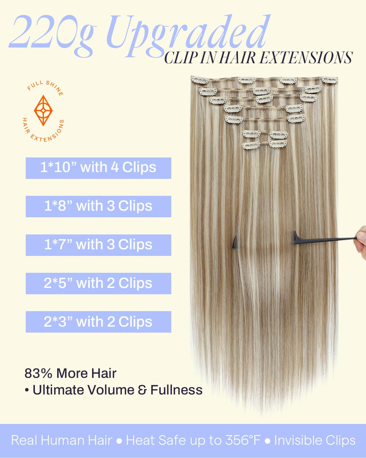 Détails des clips en silicone des extensions Full Shine
