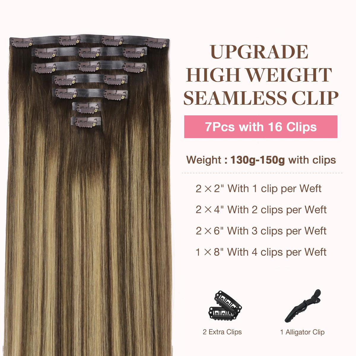 Détails des clips fins des extensions de cheveux GOO GOO