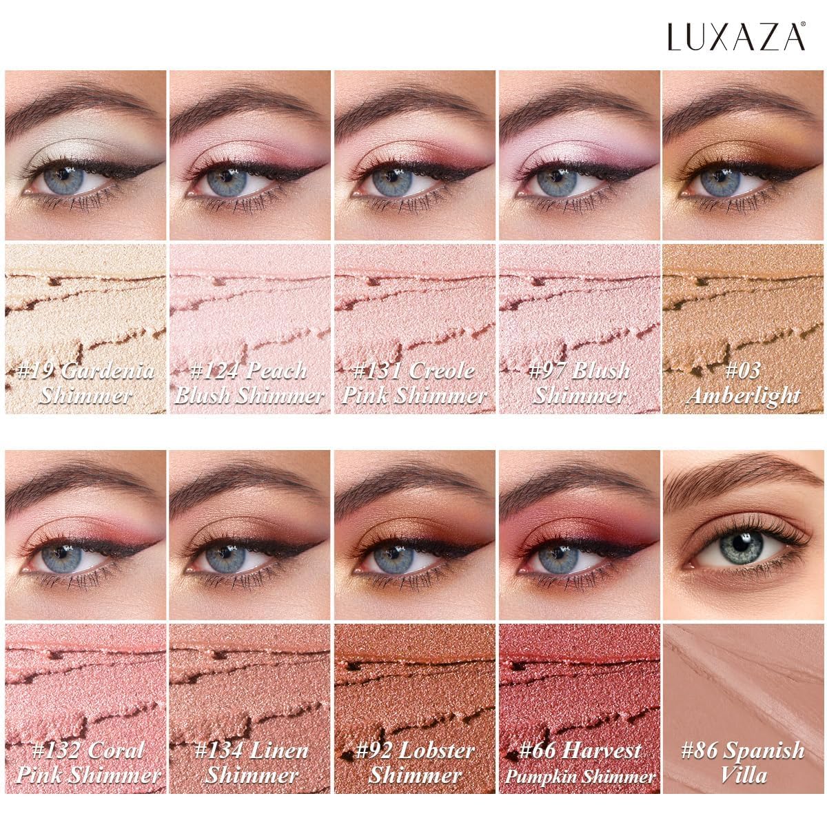 Détails des couleurs de l'ensemble de Crayons à Paupières LUXAZA PRO
