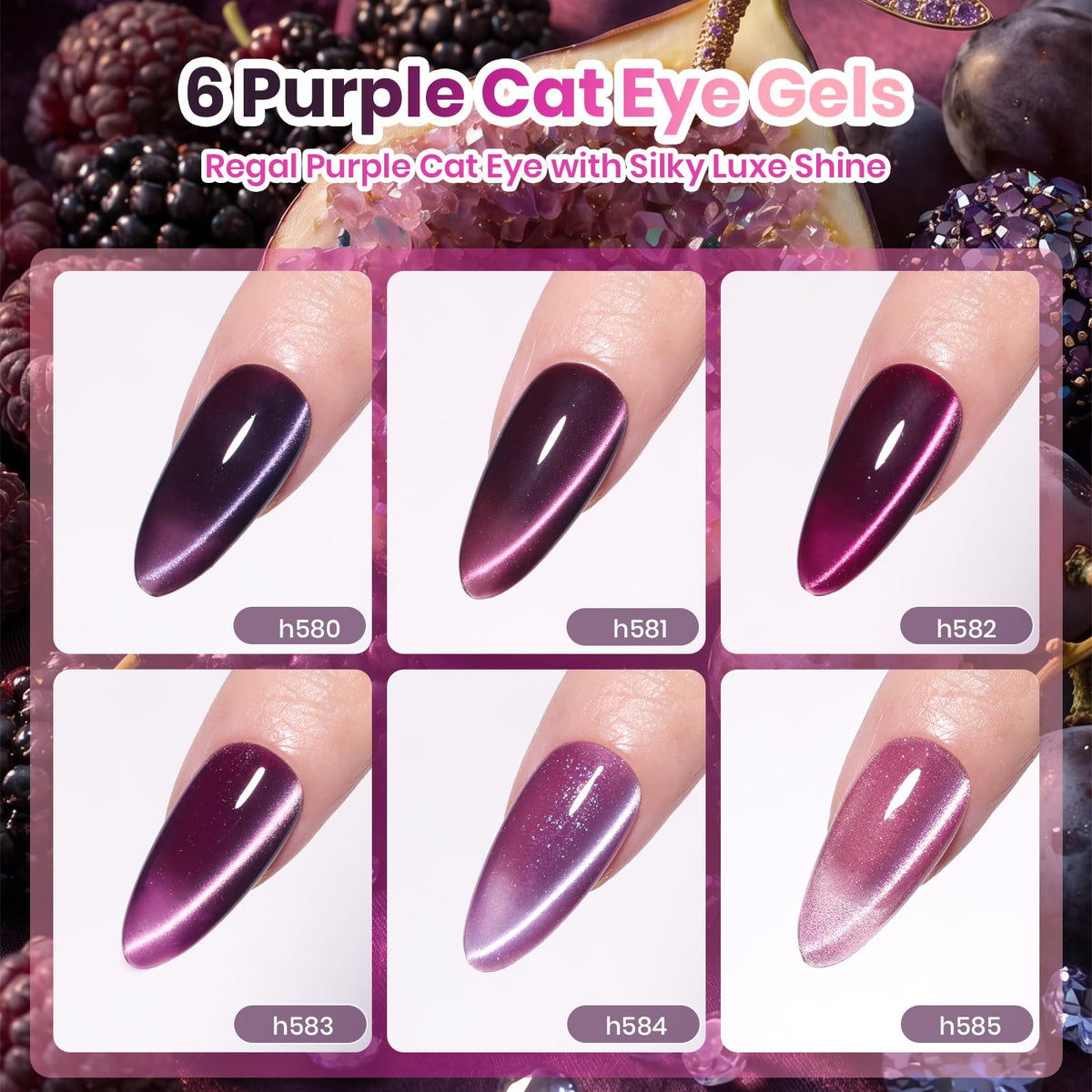 Détails des couleurs du set de vernis à ongles Cat Eye