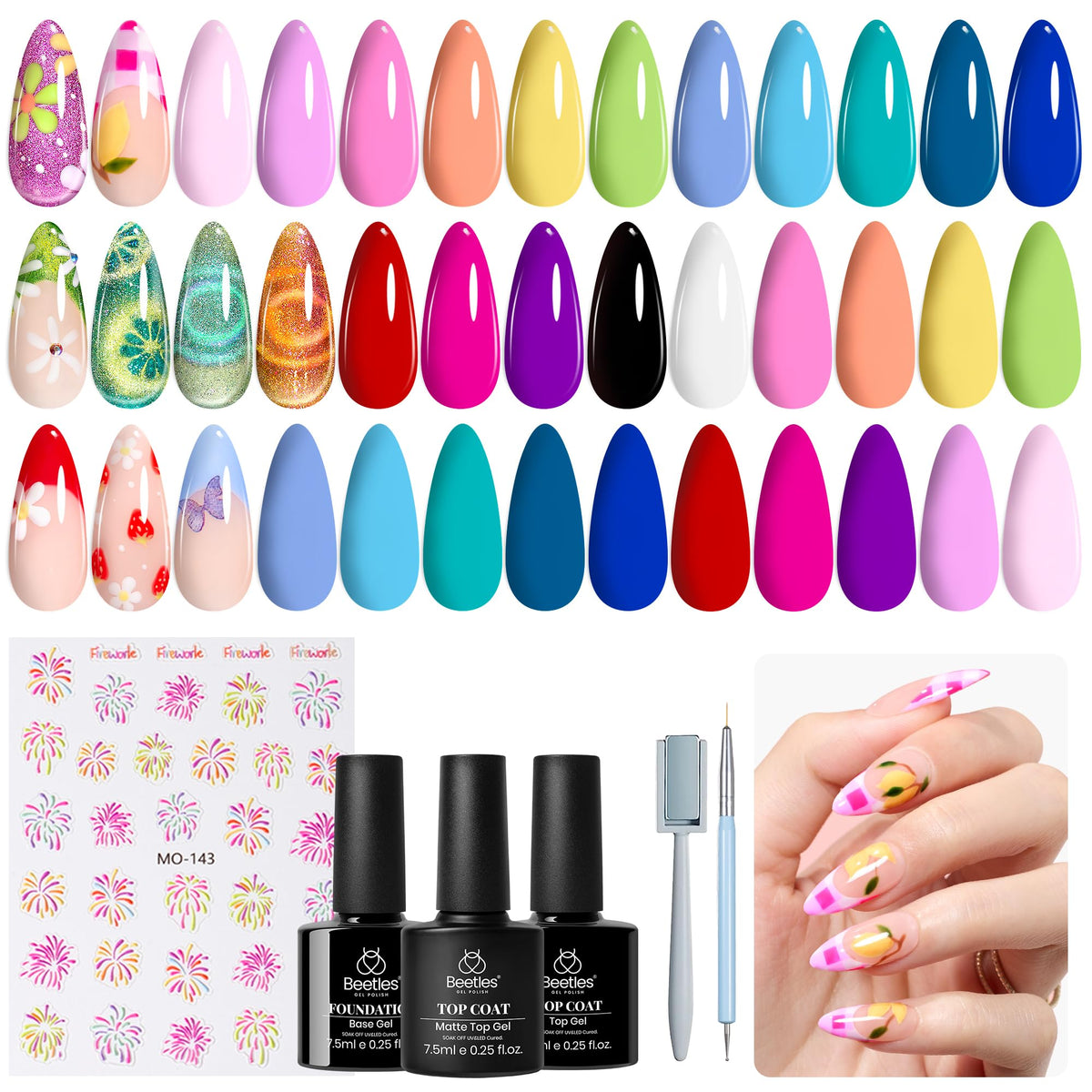 Détails des couleurs vives des vernis beetles