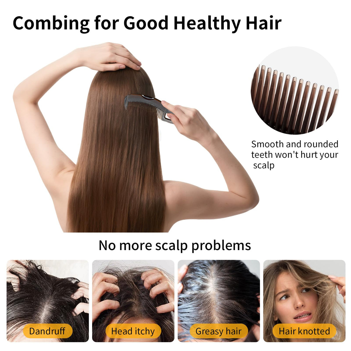 Détails des dents du peigne AMZWISH pour cuir chevelu