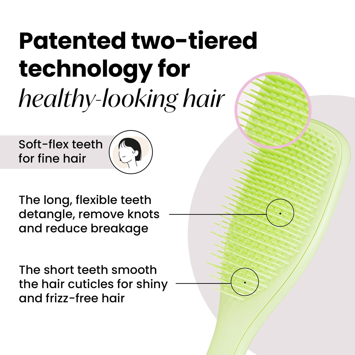 Détails des dents souples de la brosse TANGLE TEEZER