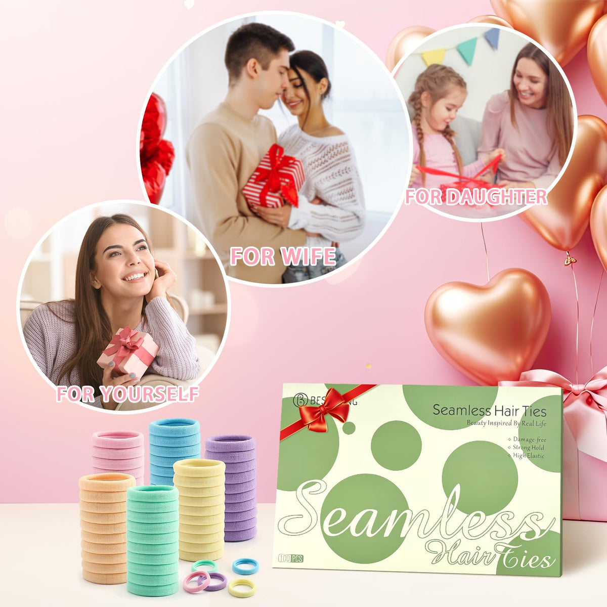 Détails des élastiques à cheveux Bessrung avec texture épaisse