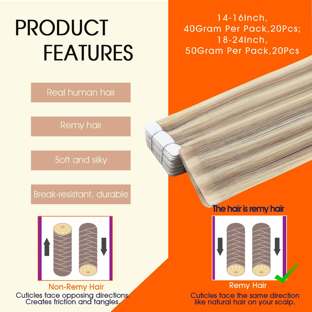 Détails des extensions capillaires adhésives Full Shine, texture soyeuse