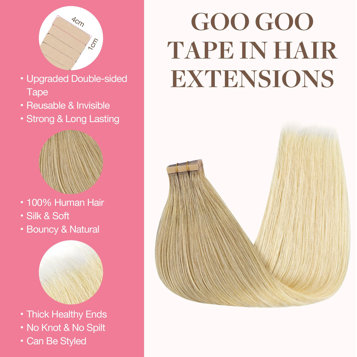 Détails des extensions capillaires GOO GOO en cheveux humains Remy