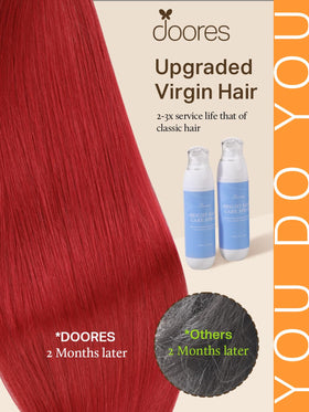 Détails des extensions de cheveux DOORES montrant l'adhésif transparent