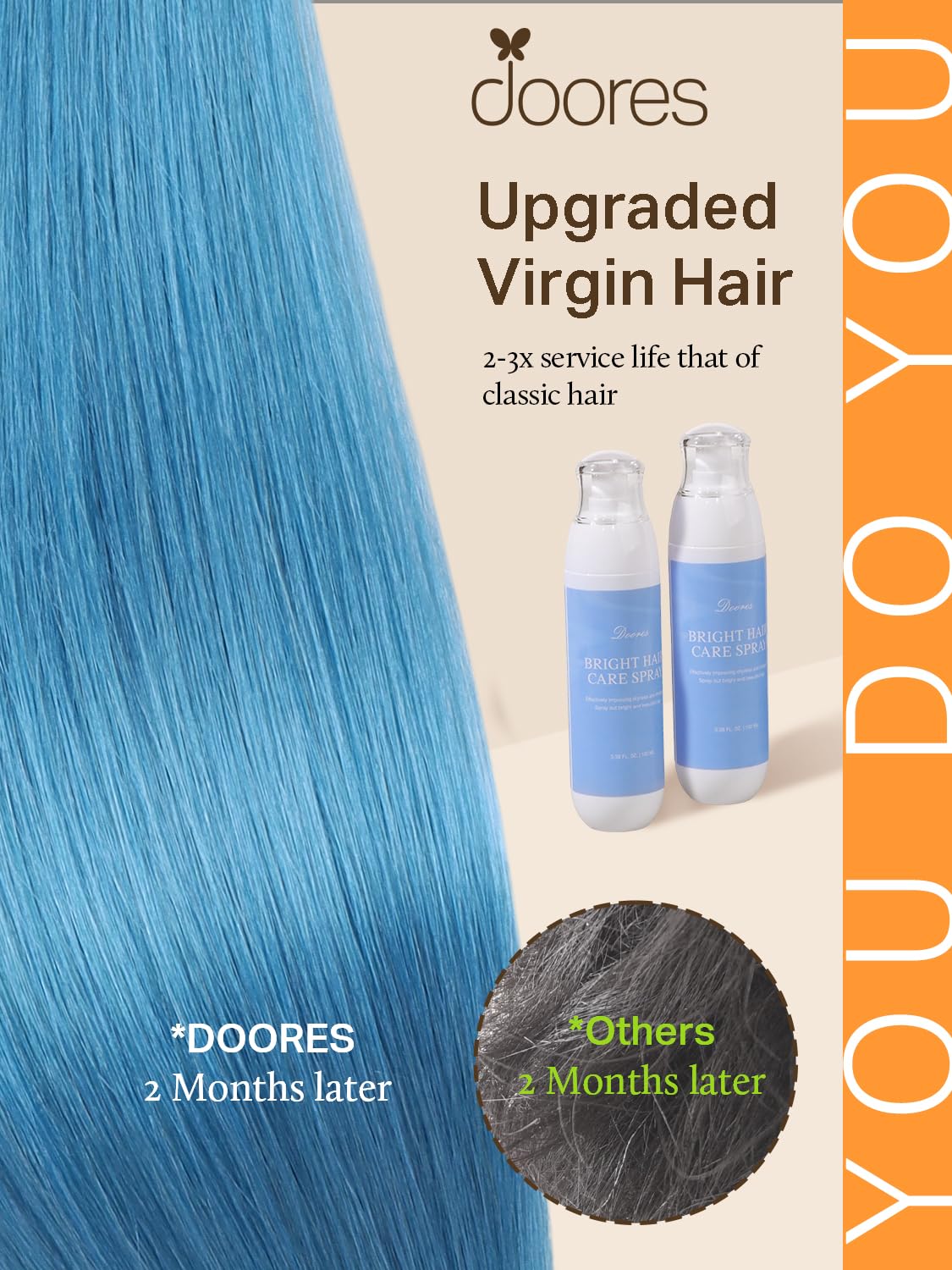 Détails des extensions de cheveux DOORES, ruban adhésif transparent