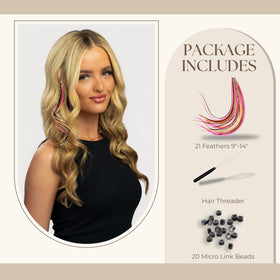 Détails des extensions de cheveux en plumes, couleur naturelle et rose