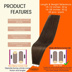 Détails des extensions de cheveux Full Shine avec adhésif