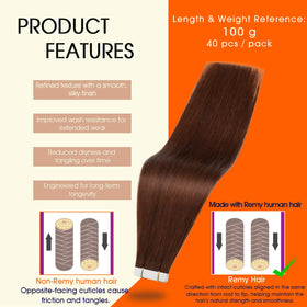 Détails des extensions de cheveux Full Shine avec adhésif double face