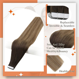 Détails des extensions de cheveux Full Shine avec ruban adhésif