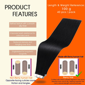 Détails des extensions de cheveux Full Shine, bande adhésive