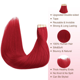 Détails des extensions de cheveux tape-in GOO GOO, couleur rouge