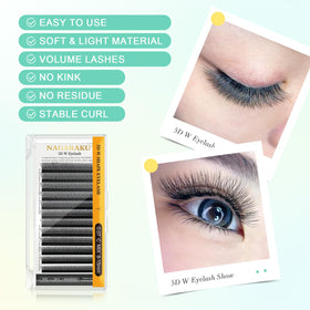 Détails des extensions de cils NAGARAKU 5D W avec base fine
