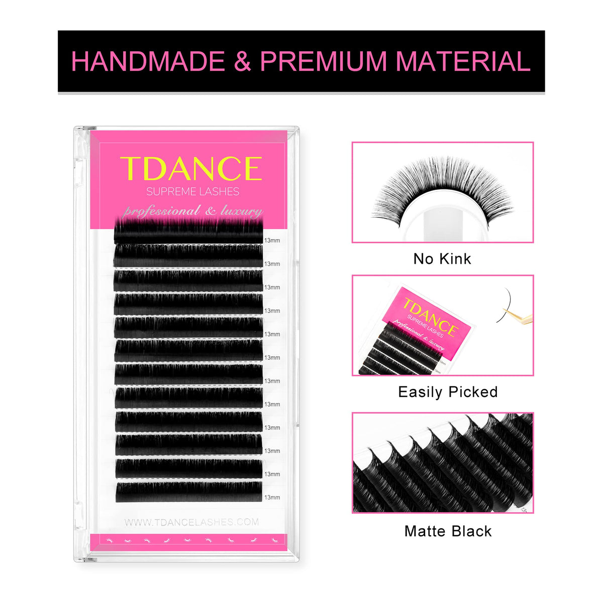 Détails des extensions de cils TDANCE avec différentes longueurs