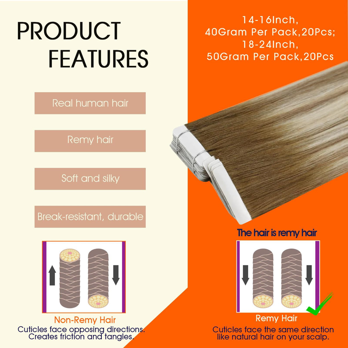 Détails des extensions Full Shine avec texture douce et soyeuse