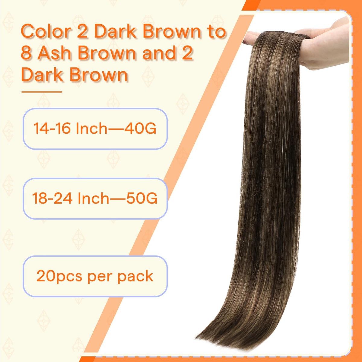 Détails des extensions Full Shine Balayage Marron 22 Pouces