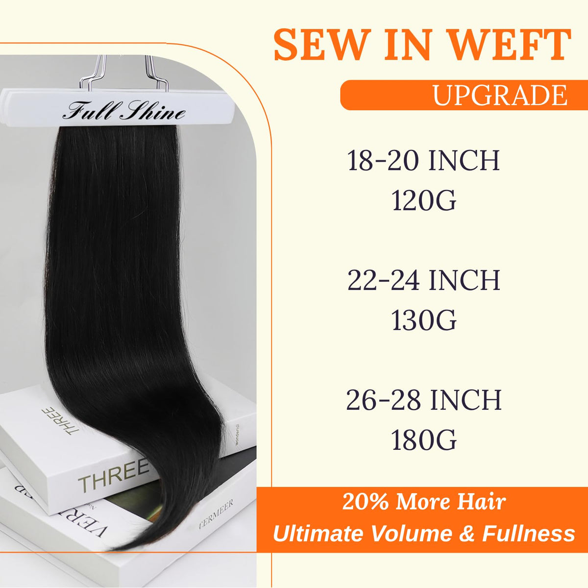 Détails des extensions Full Shine montrant la texture soyeuse