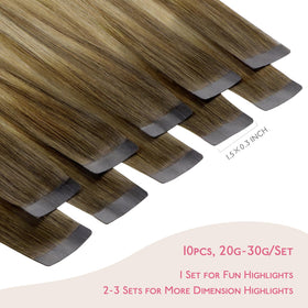 Détails des extensions Wennalife avec couleur ombre et ruban adhésif