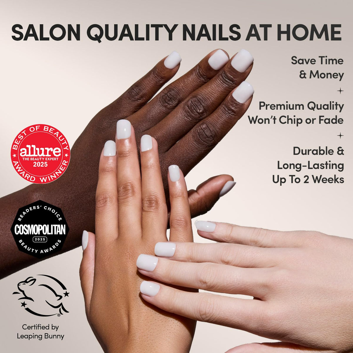 Détails des faux ongles blancs laiteux Glamnetic