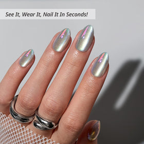 Détails des faux ongles BTArtbox avec finition chrome