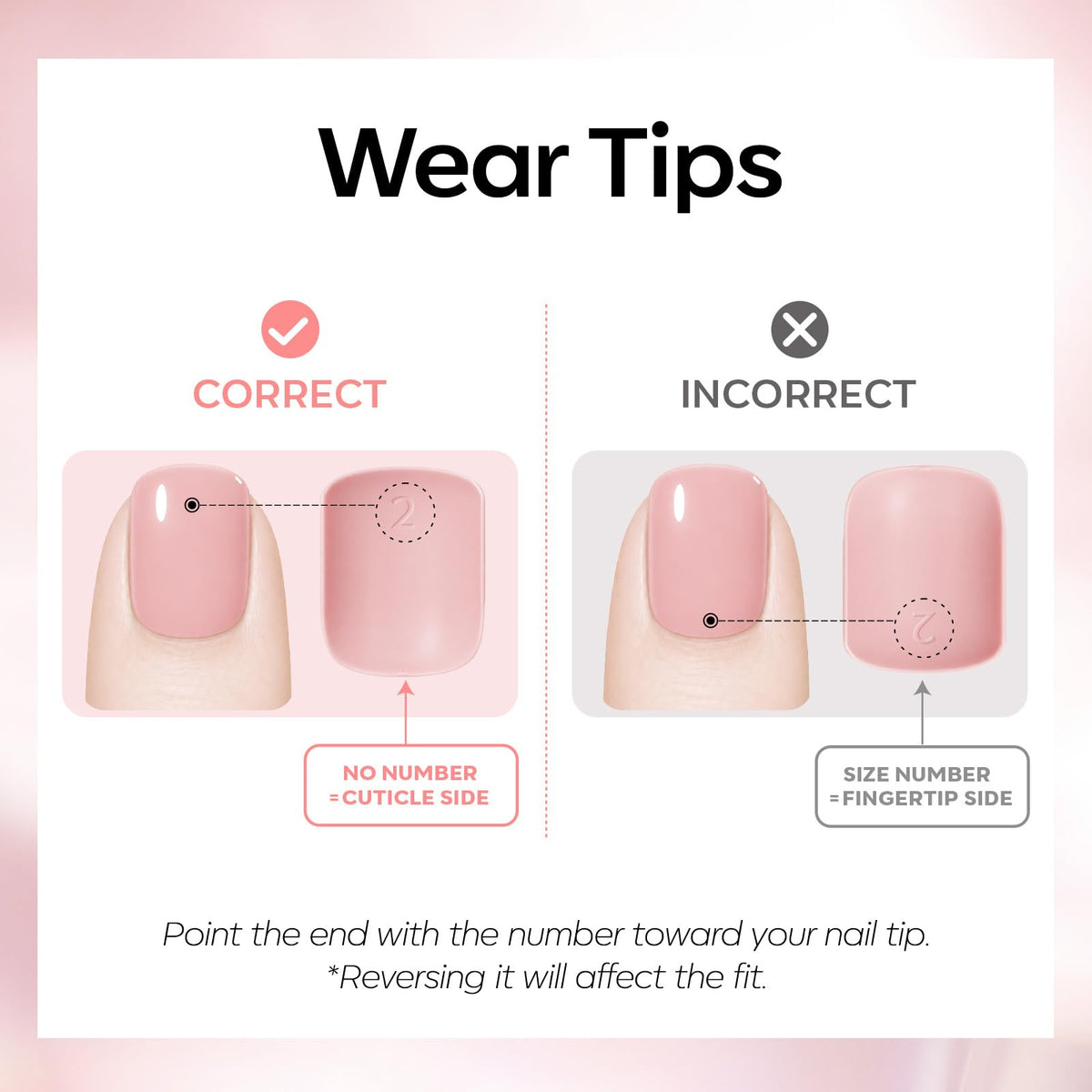 détails des faux ongles courts en rose cosy