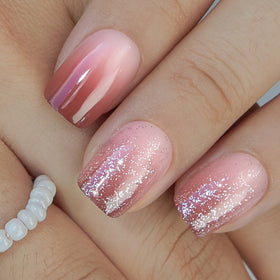Détails des faux ongles CurvLife en gel rose poudré