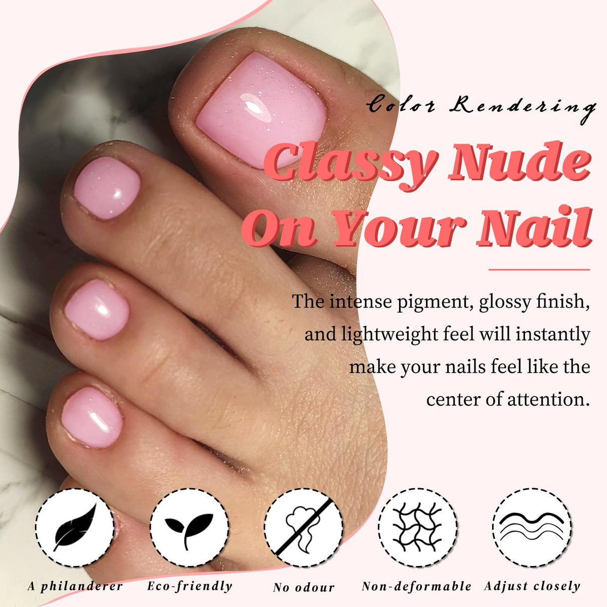 Détails des faux ongles de pieds LuckForever avec adhésifs