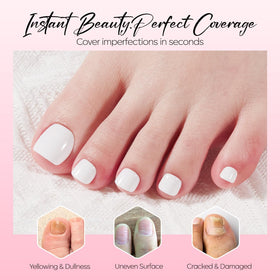 Détails des faux ongles de pieds modelones avec finition brillante