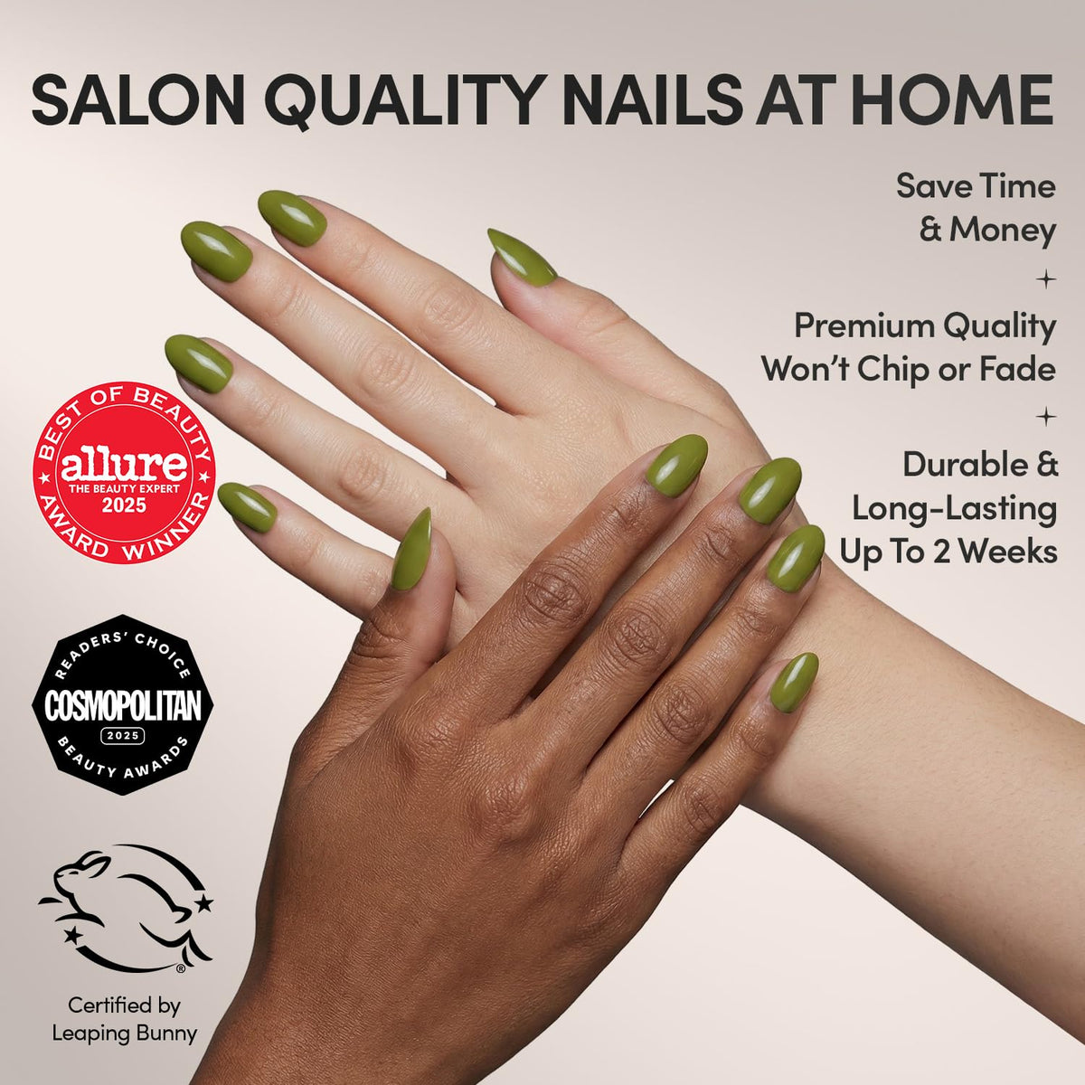 Détails des faux ongles Glamnetic avec boîte de rangement et accessoires