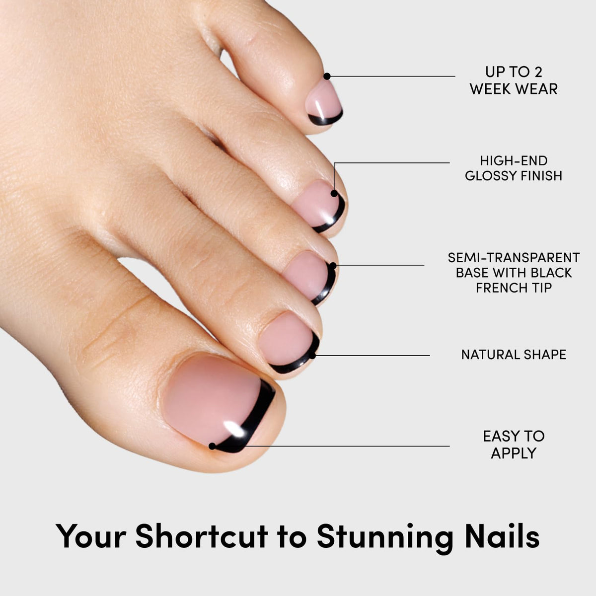 Détails des faux ongles Glamnetic avec colle et lime à ongles