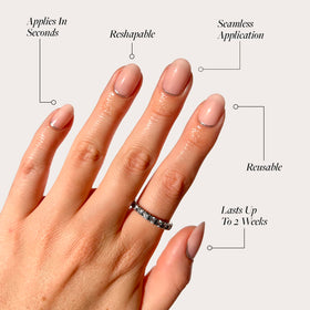 Détails des faux ongles Glamnetic avec design minimaliste