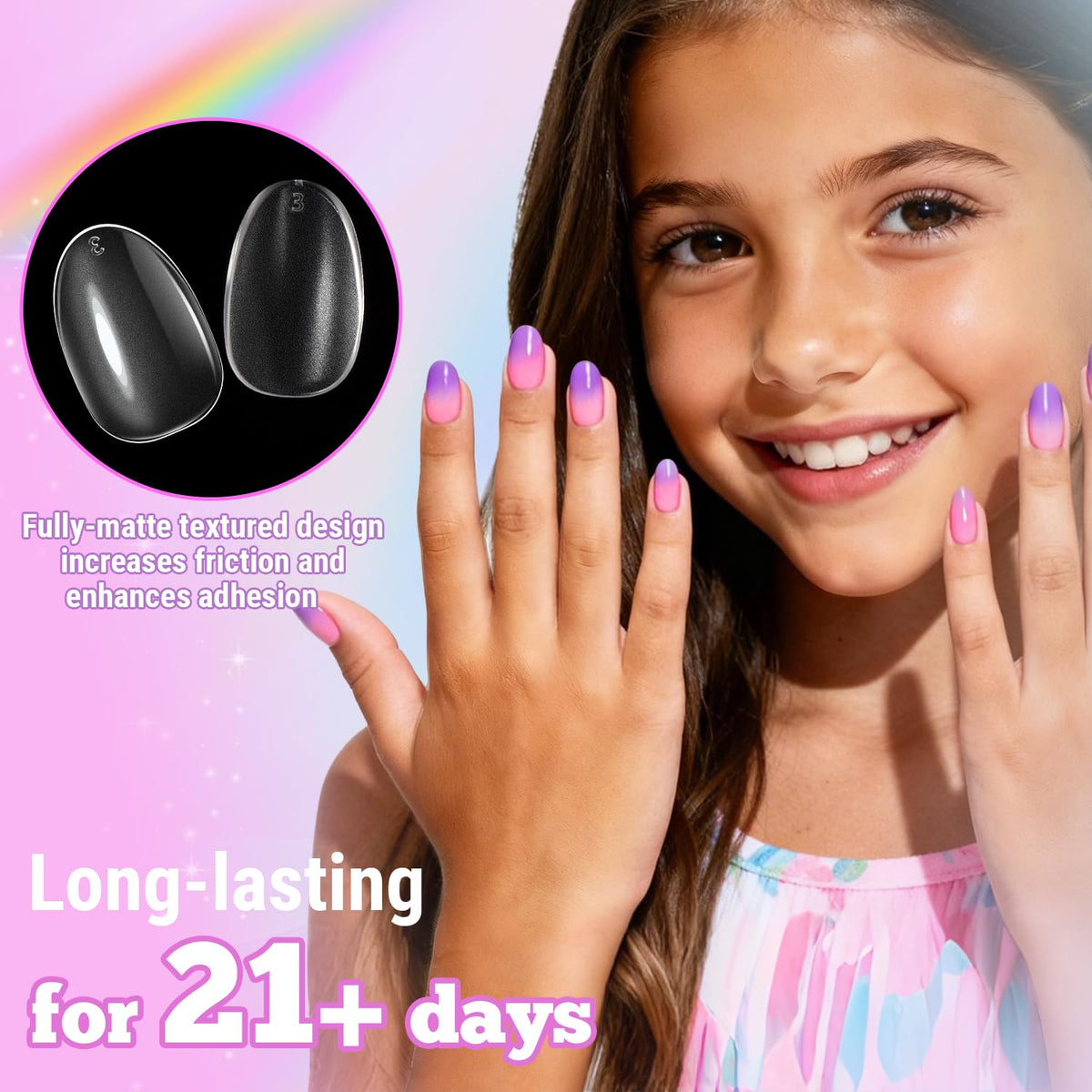 Détails des faux ongles krofaue avec finition mate