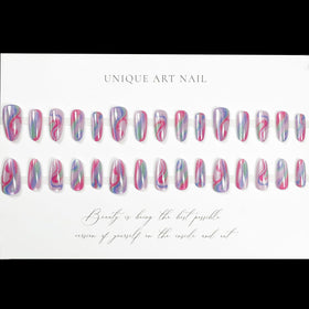 Détails des faux ongles press-on LPOODDNU, design coloré et brillant