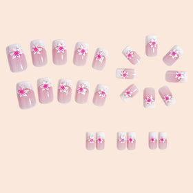 Détails des faux ongles pressés carrés roses