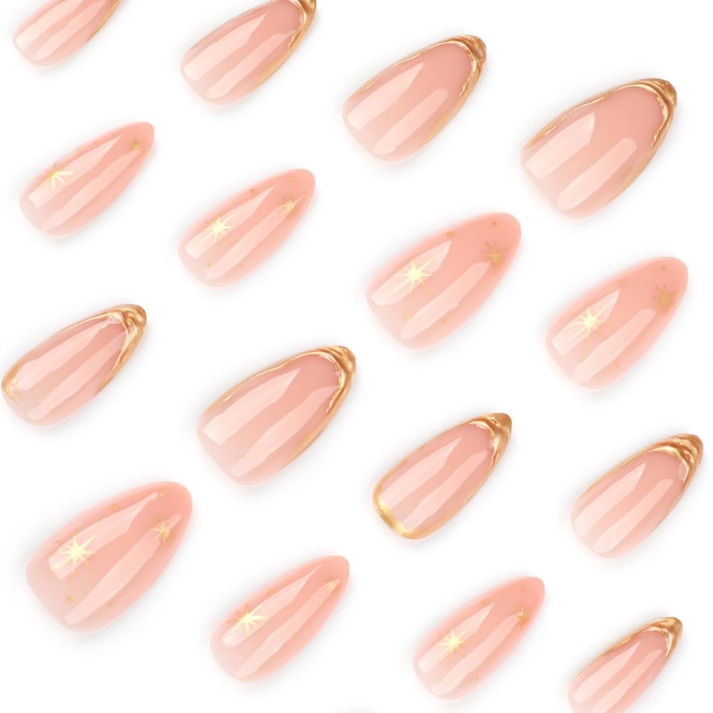 Détails des faux ongles pressés FJSMTOPl avec finition dorée