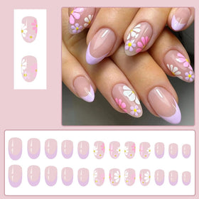 Détails des faux ongles pressés fleuris CTTHNBD