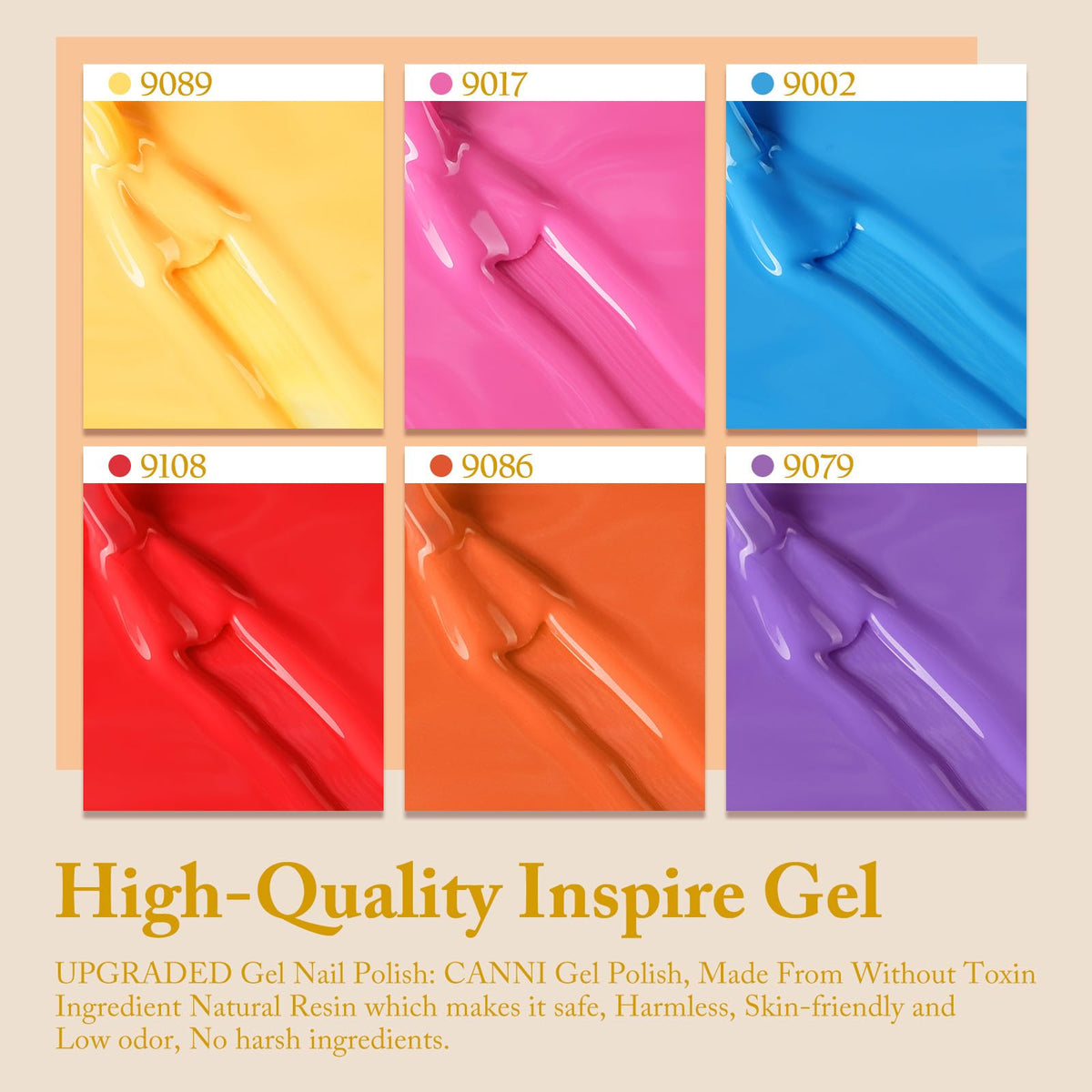 Détails des flacons de vernis gel CANNI avec design unique