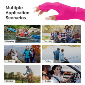 Détails des gants UV MelodySusie avec étiquette de protection