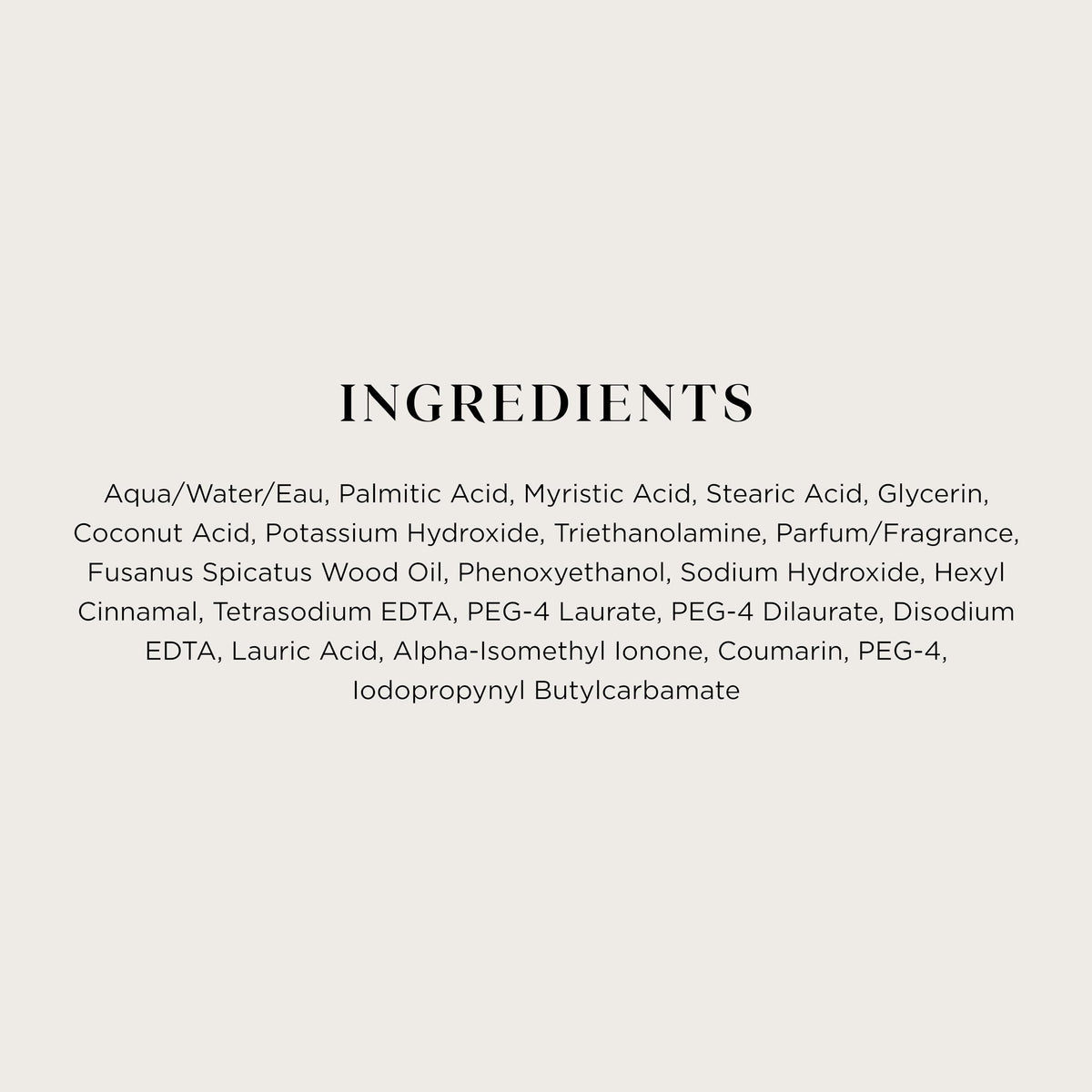 Détails des ingrédients de la crème à raser Bois de Santal